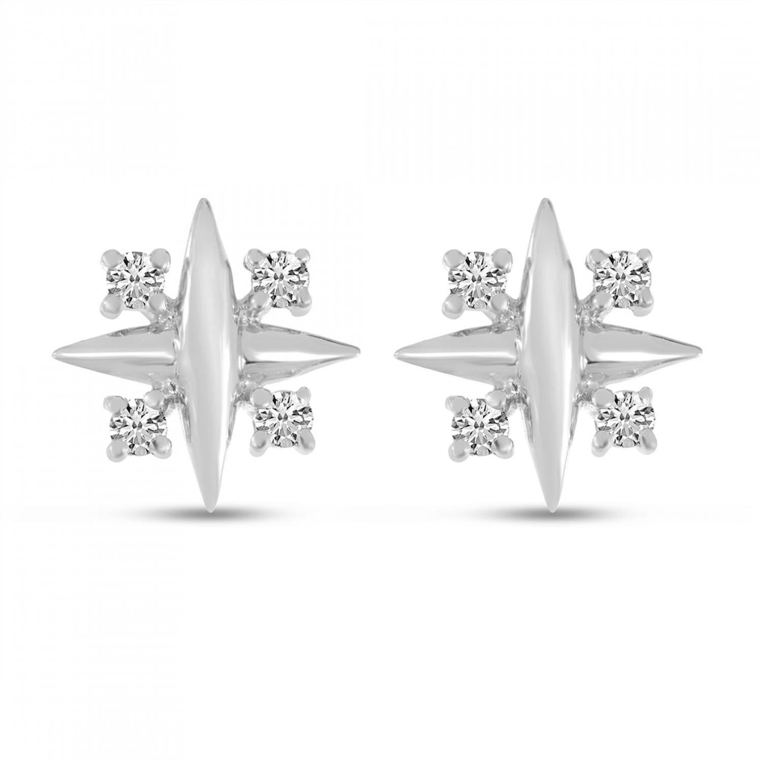 14K White Gold Diamond X Post Earrings