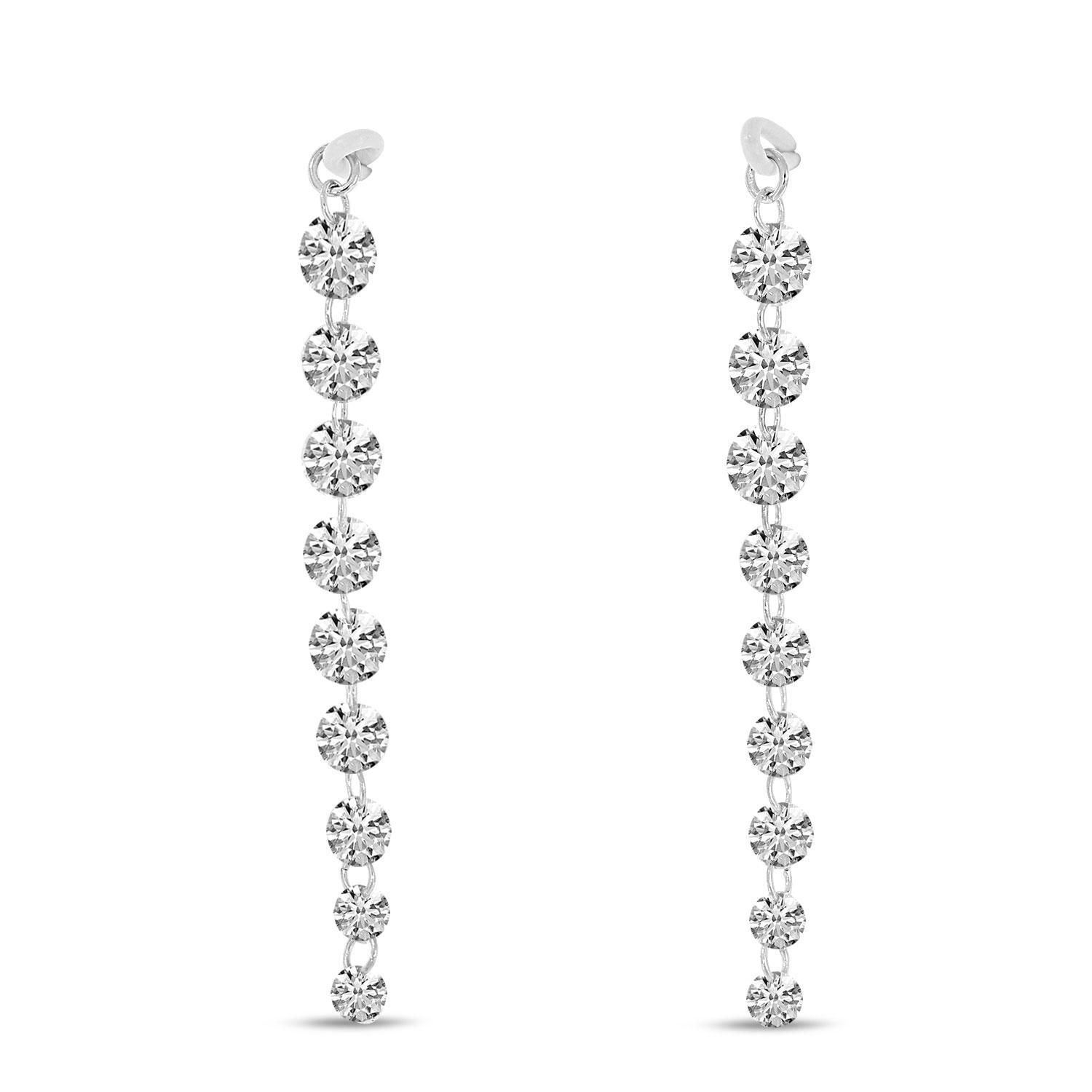 14K White Gold Dashing Diamonds Jacket Earrings