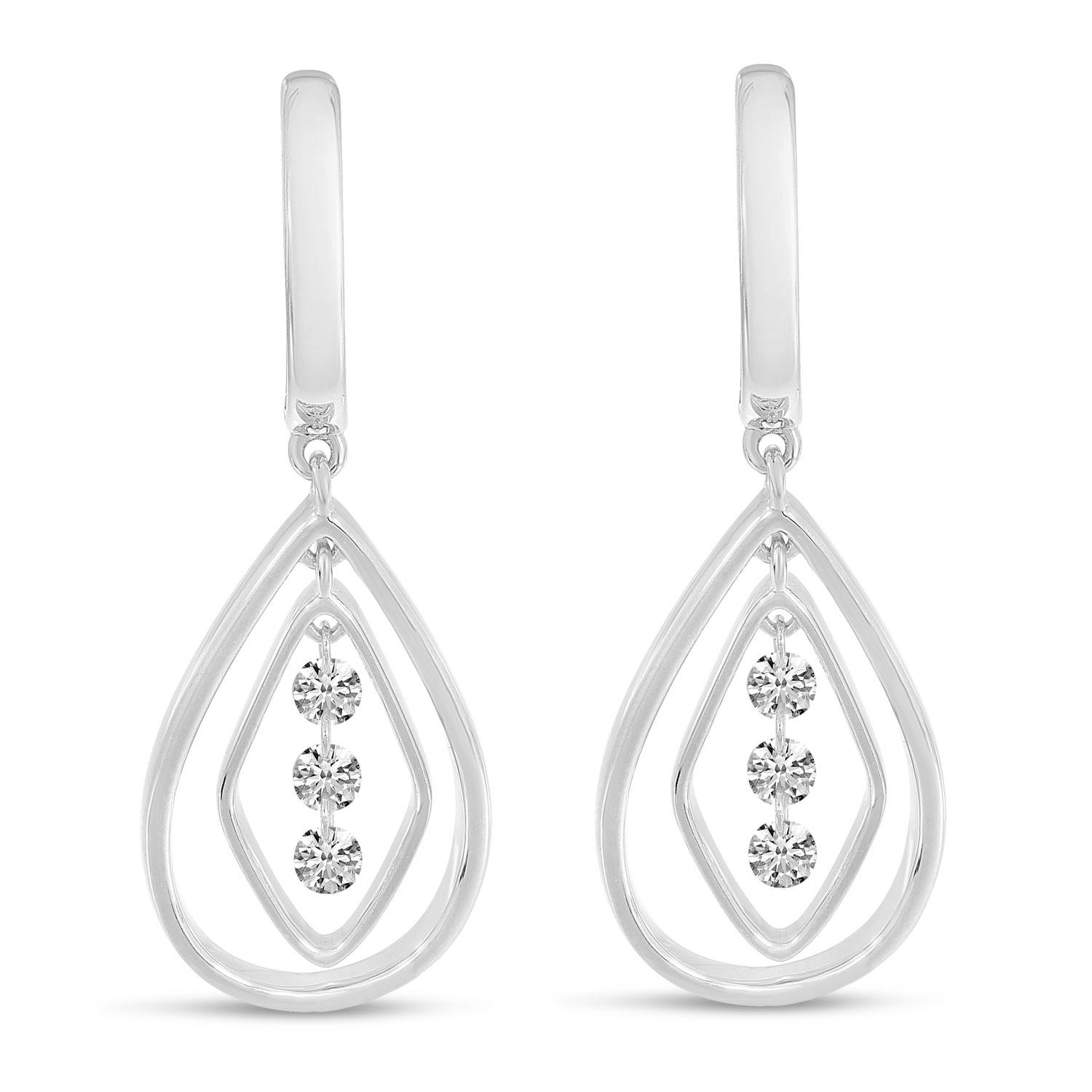 14K White Gold Dashing Diamonds Chandelier Drop Earrings