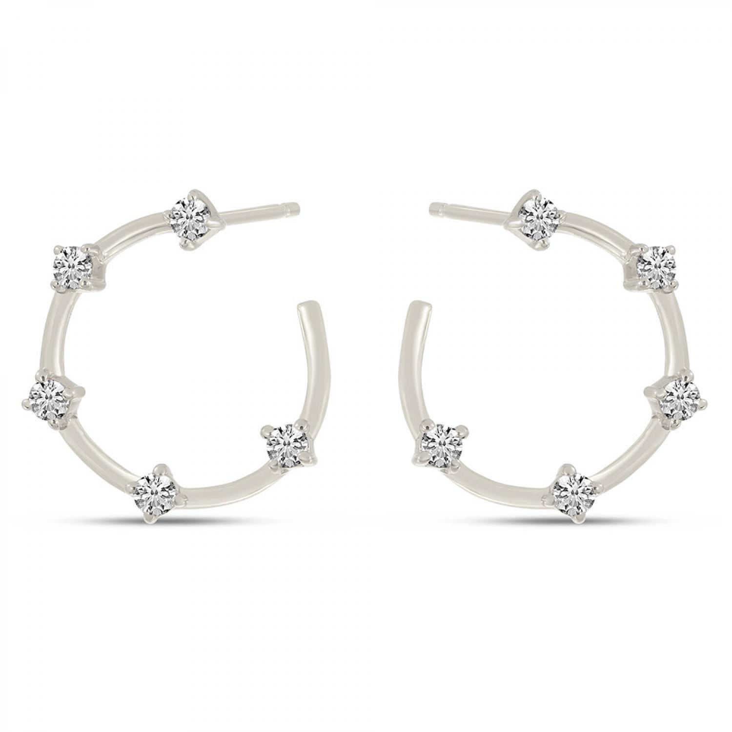 14K White Gold Open Constellation Earrings