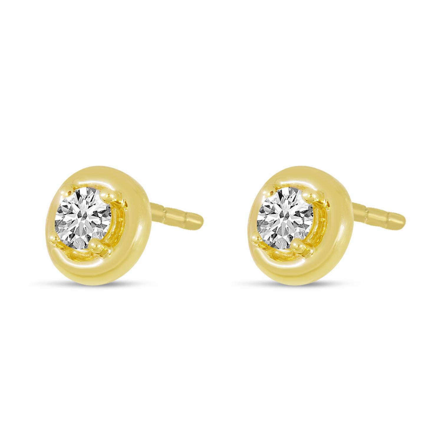 14K Yellow Gold Diamond Stud Earrings