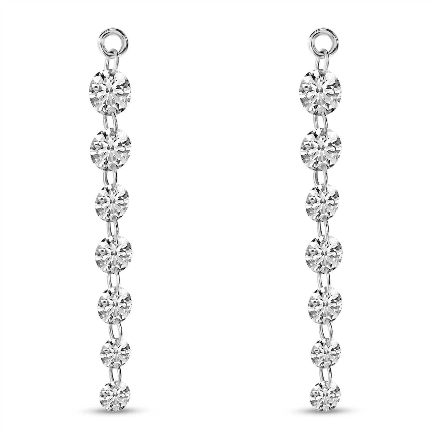 14K White Gold Graduated Dashing Diamond Earring Jacket