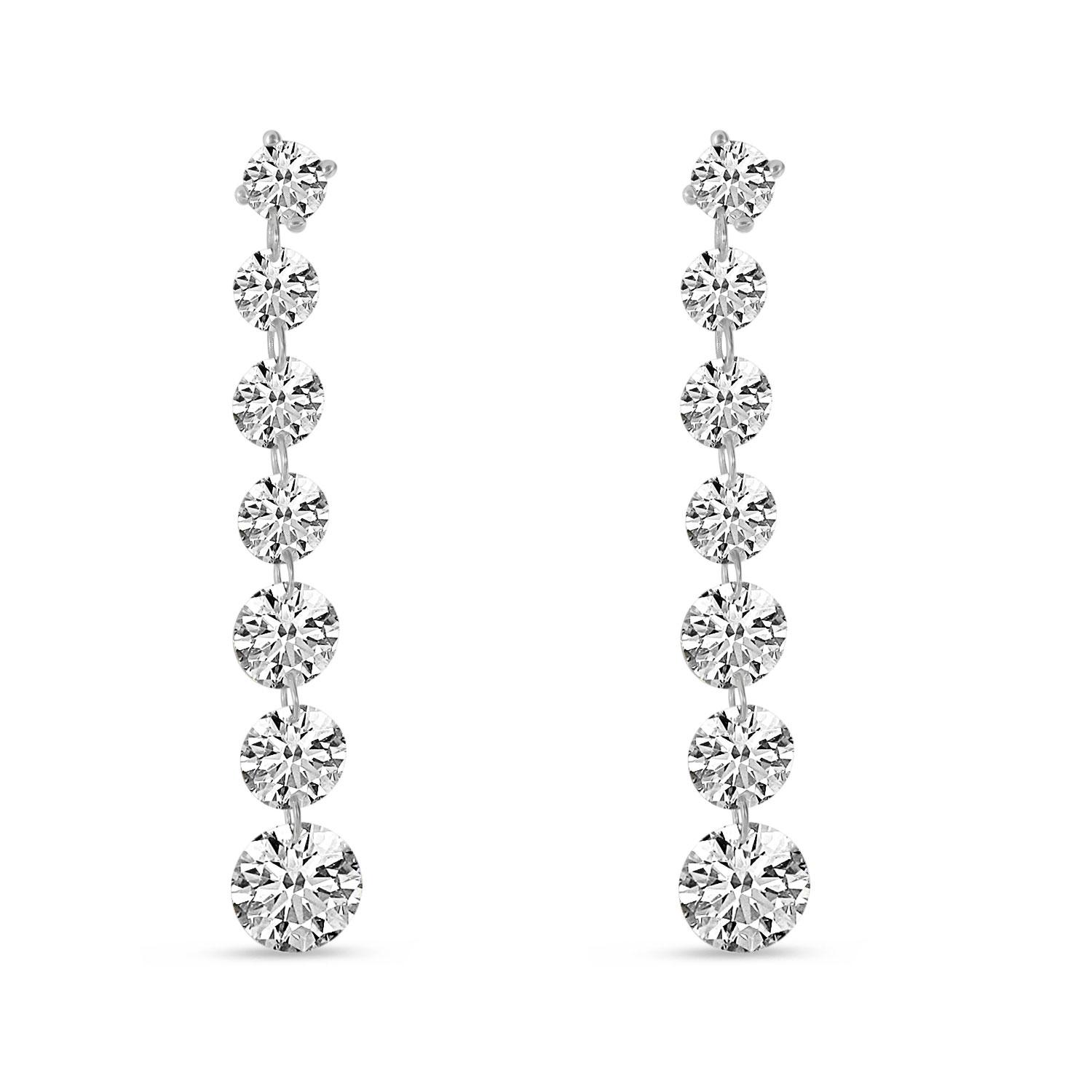 14K White Gold Cascading Dashing Diamond Earrings