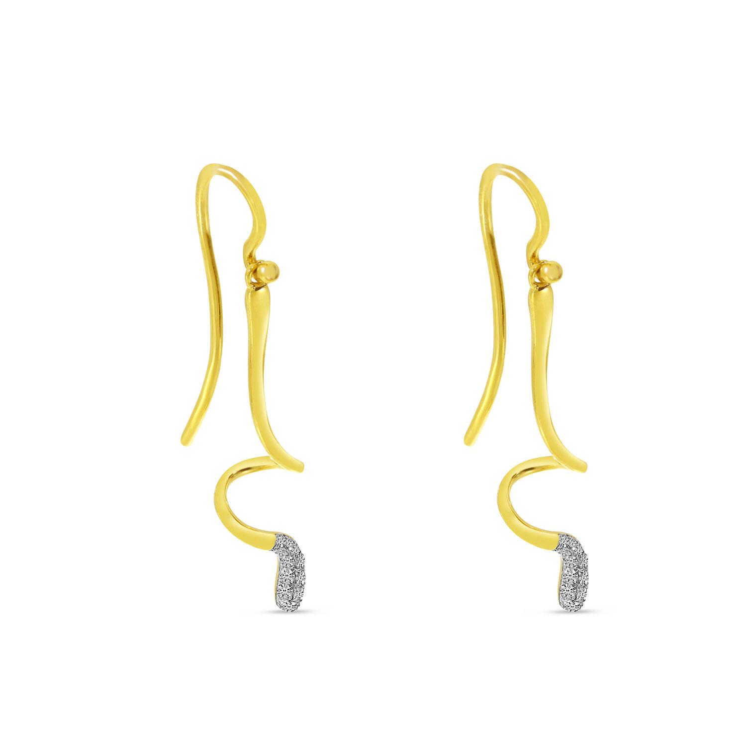 14K Yellow Gold Diamond Fashion Swirl Earrings