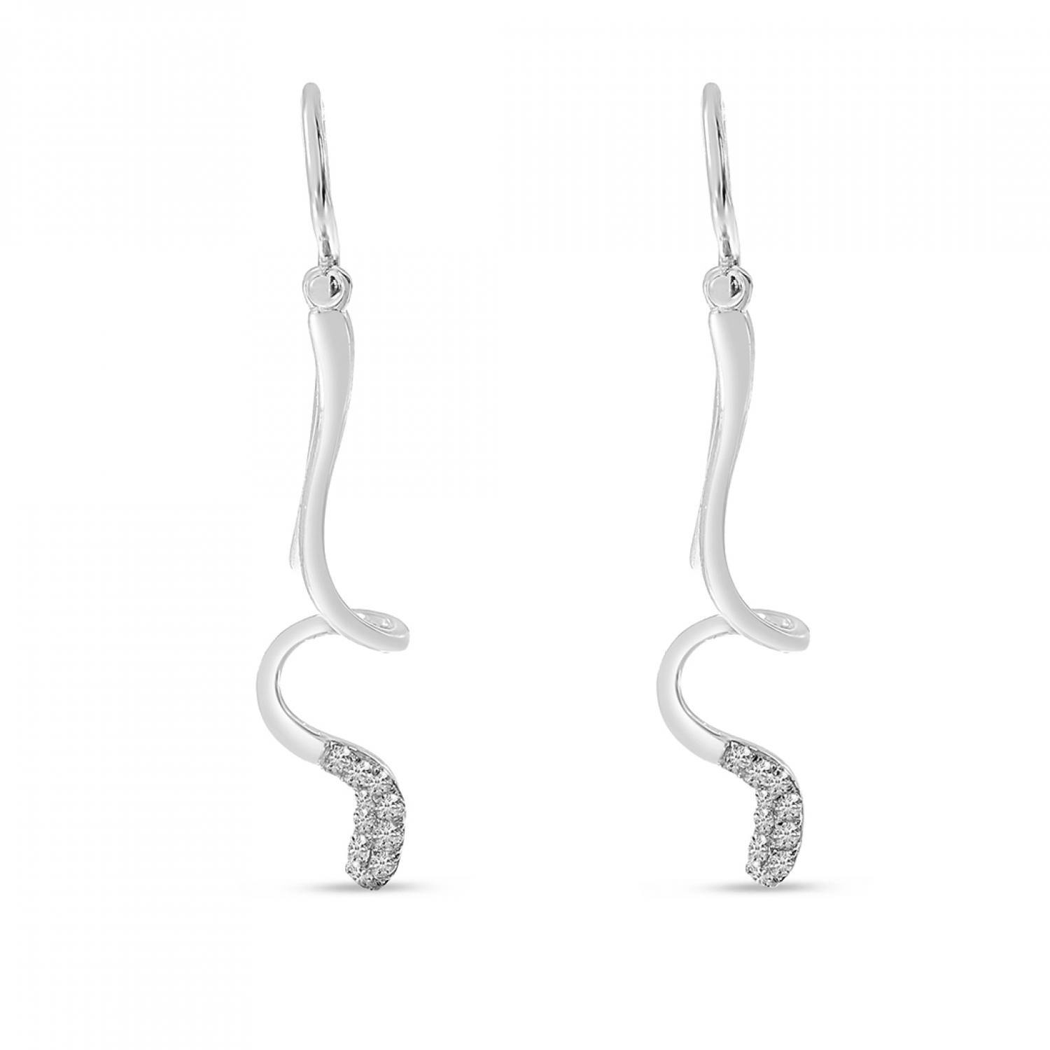 14K White Gold Diamond Fashion Swirl Earrings