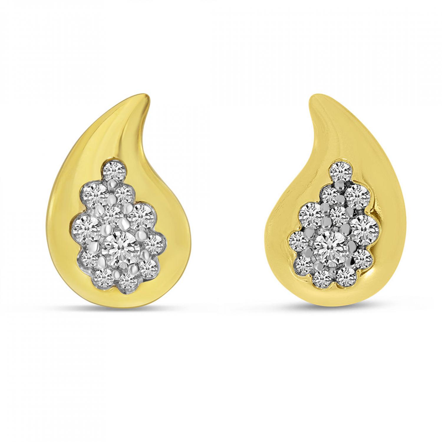 14K Yellow Gold Petite Diamond Teardrop Stud Earrings