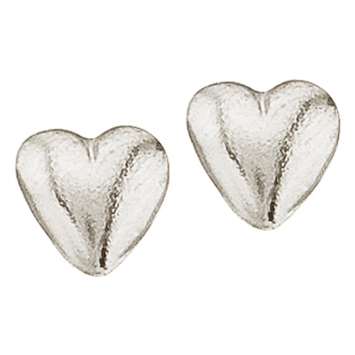 14K White Gold Baby Heart Screwback Earrings