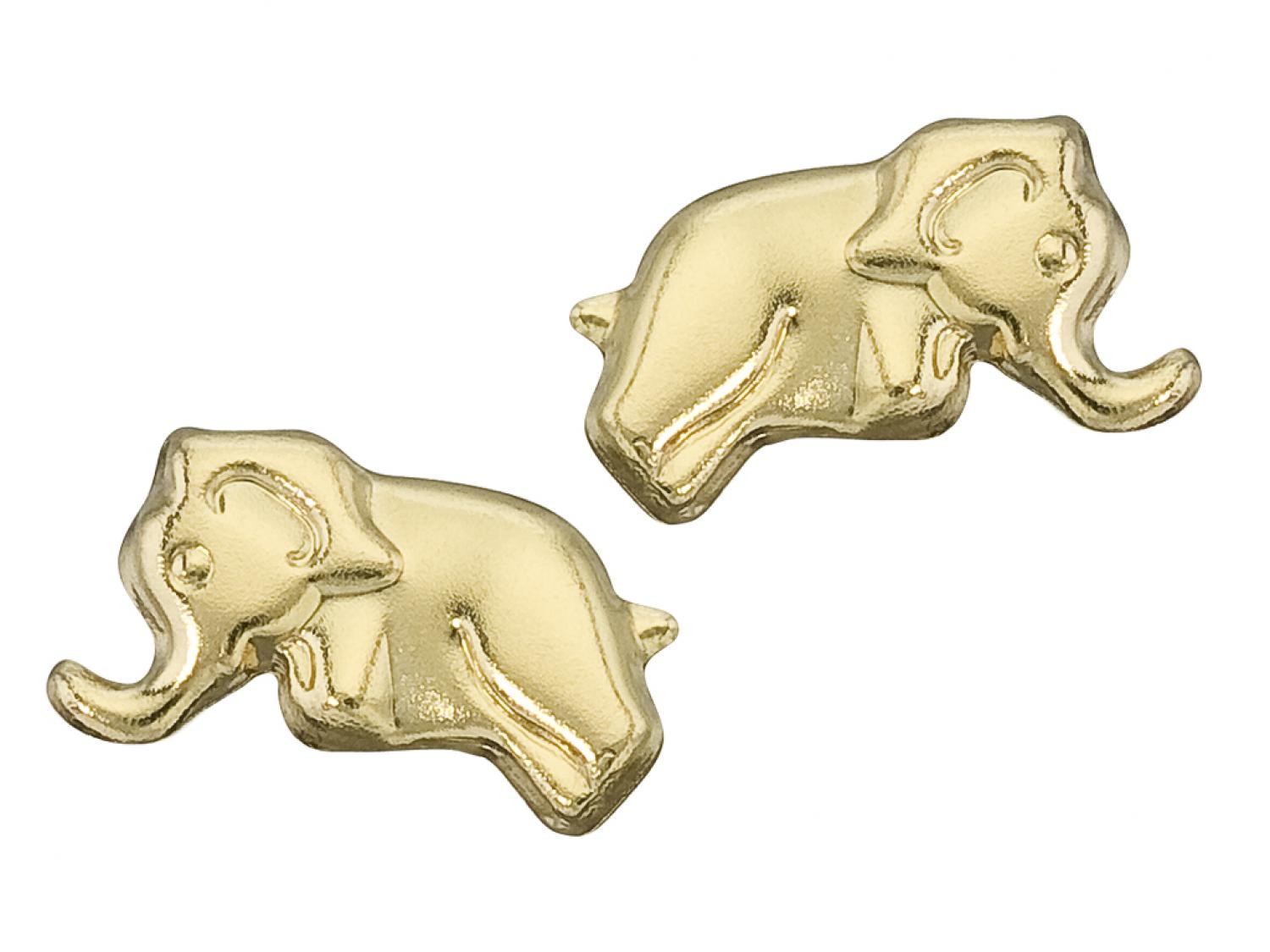 14K Yellow Gold Baby Elephant Screwback Earrings