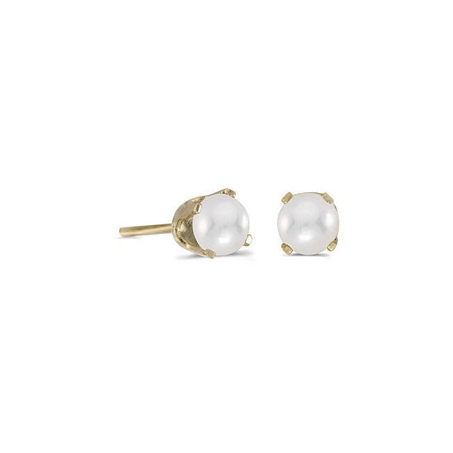 14k Yellow Gold Pearl Stud Earrings