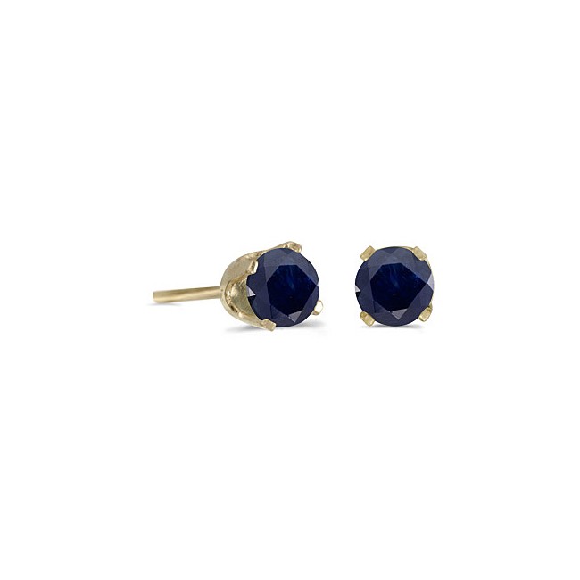 14k Yellow Gold Round Sapphire Stud Earrings