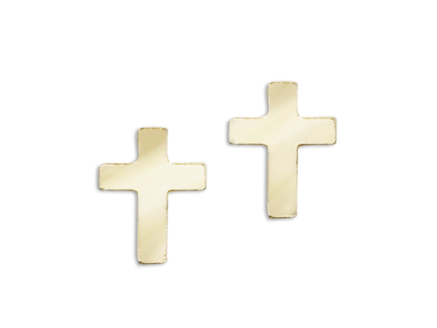 14K Yellow Gold Baby Cross Screwback Earrings