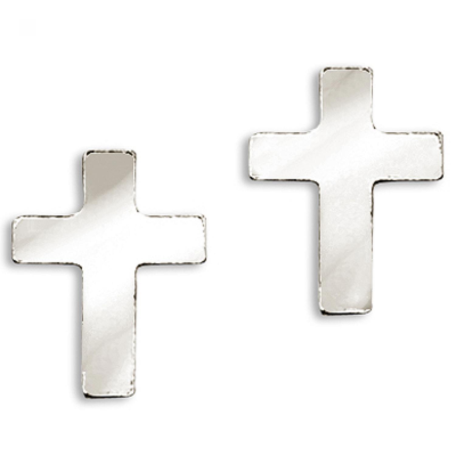 14K White Gold Baby Cross Screwback Earrings