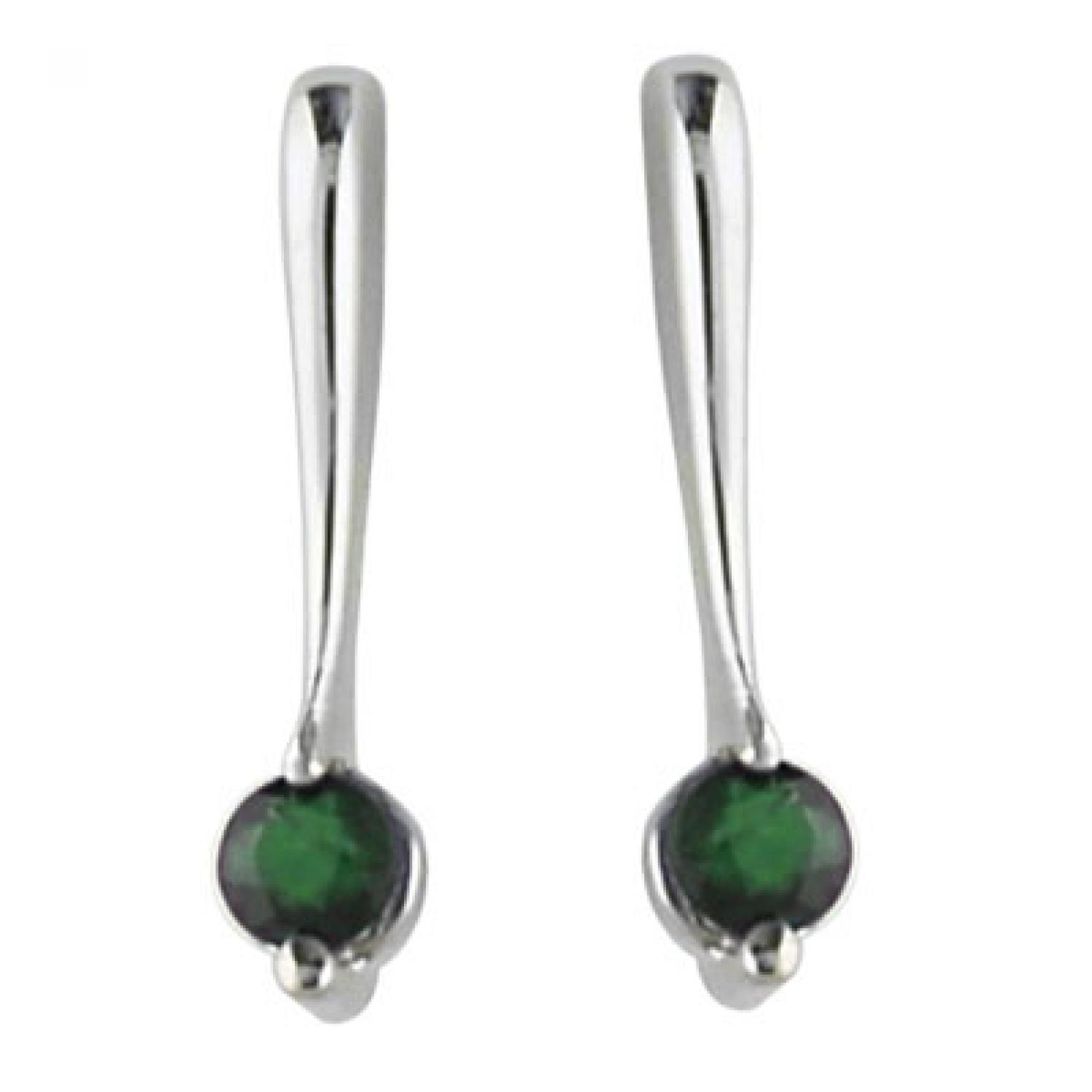 14K White Gold Emerald Drop Earrings