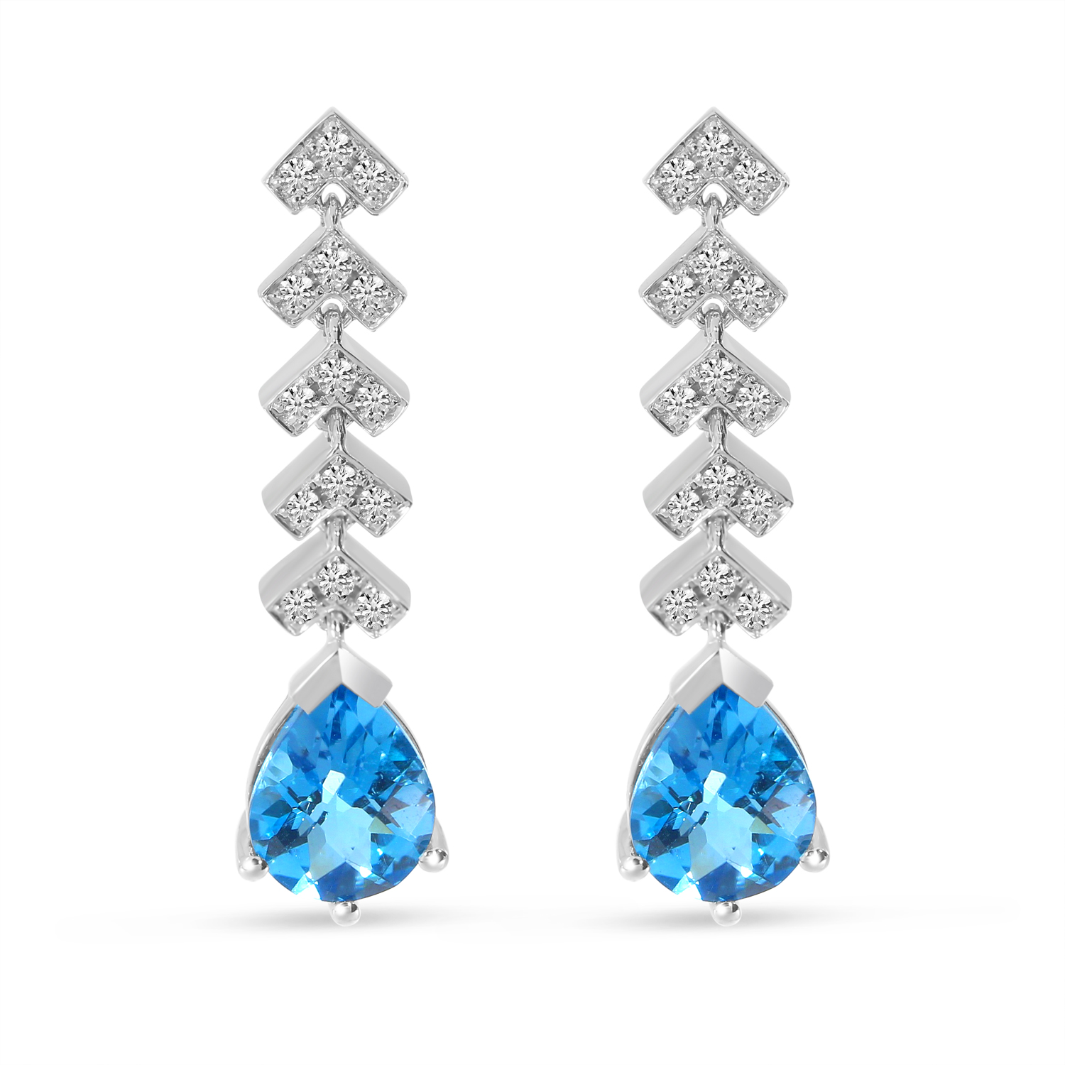 14K White Gold Semi-Precious and Diamond Moveable Earrings