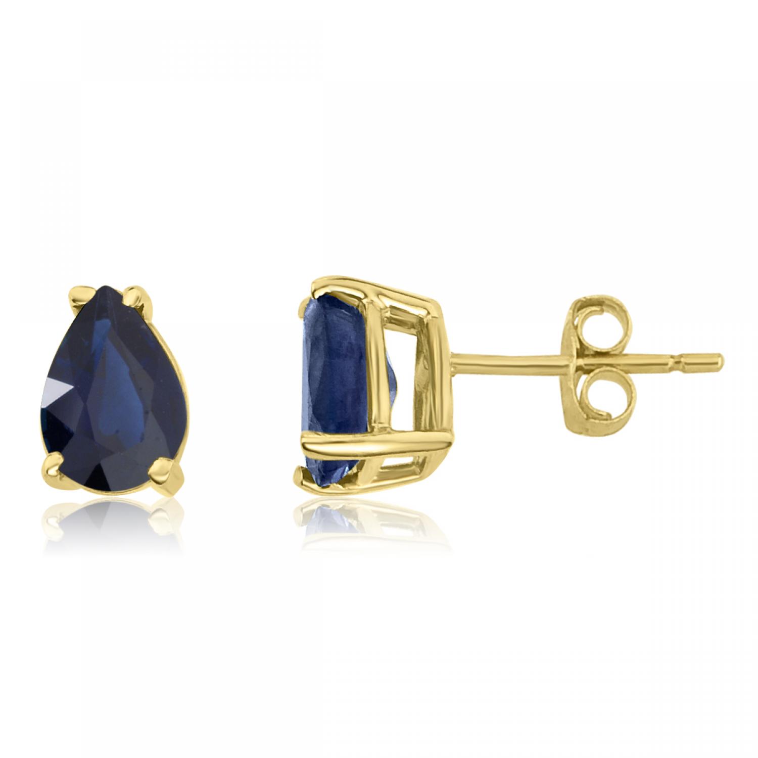 14K Yellow Gold Pear Sapphire Earrings