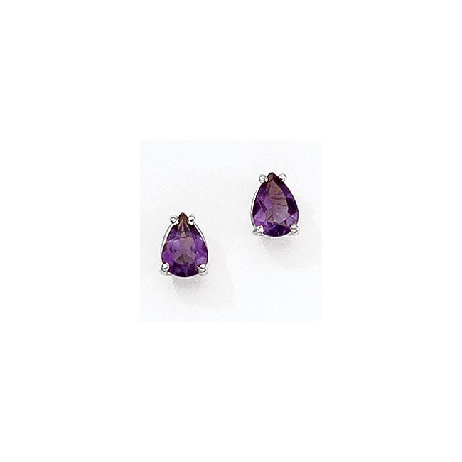 14K White Gold Pear Amethyst Earrings