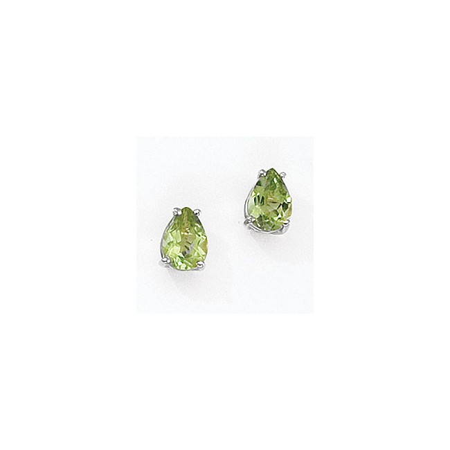 14K White Gold Pear Peridot Earrings