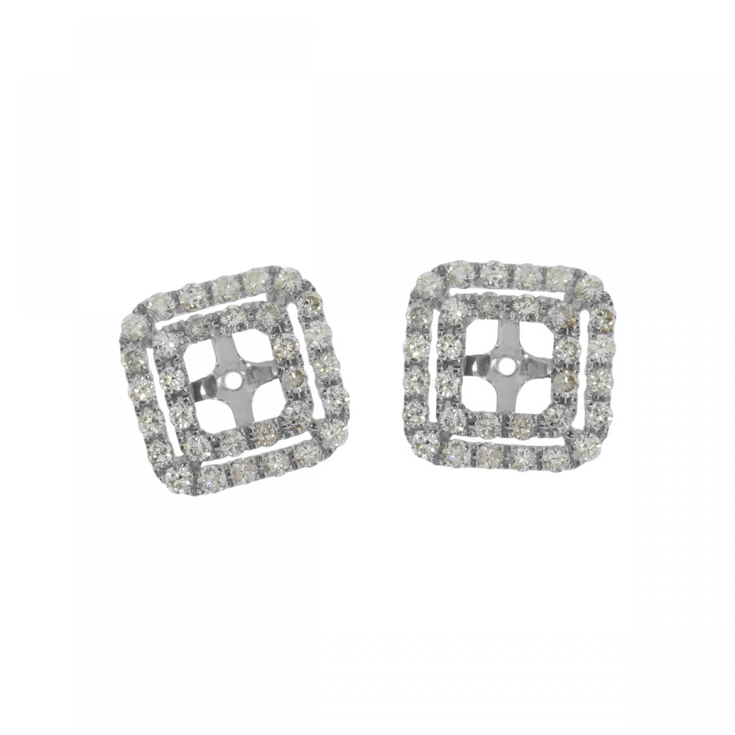 14K White Gold Square Diamond Earring Jacket