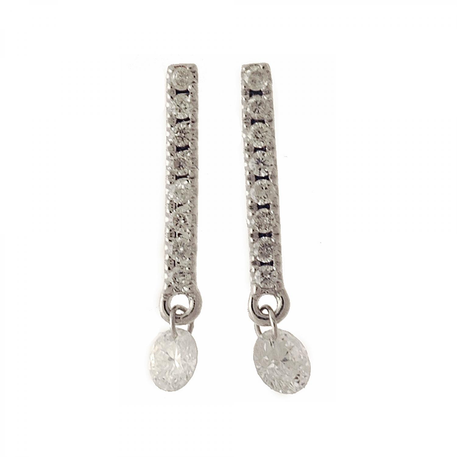 14K White Gold Diamond Dashing Diamonds Earrings