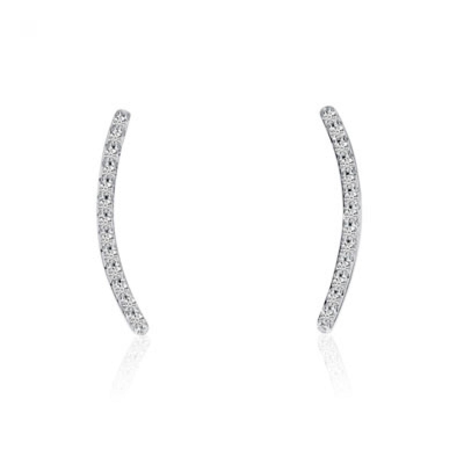 14K White Gold Diamond Ear Climbers