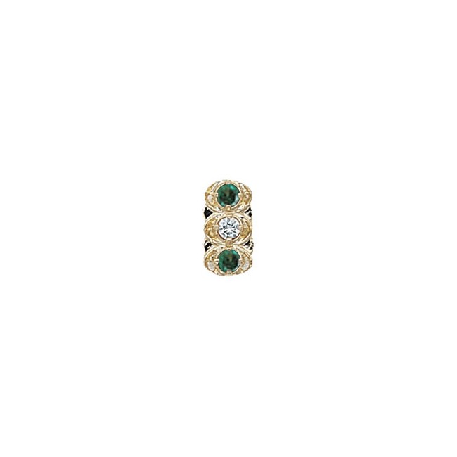 14 Karat Gold Slide with Diamond center and Emerald accents