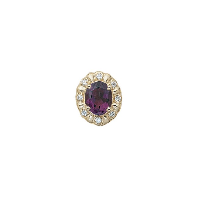 14 Karat Gold Slide with Amethyst center and Diamond accents