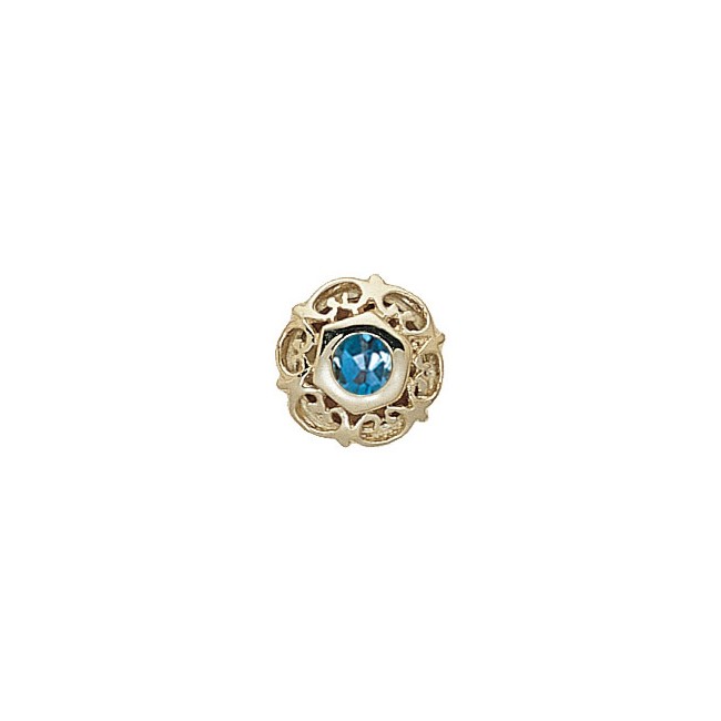 14 Karat Gold Blue Topaz Slide