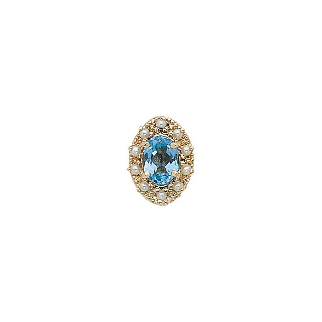 14 Karat Gold Slide with Blue Topaz center and Pearl accents