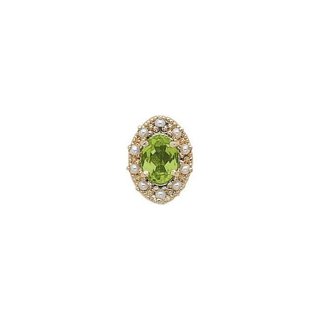 14 Karat Gold Slide with Peridot center and Pearl accents