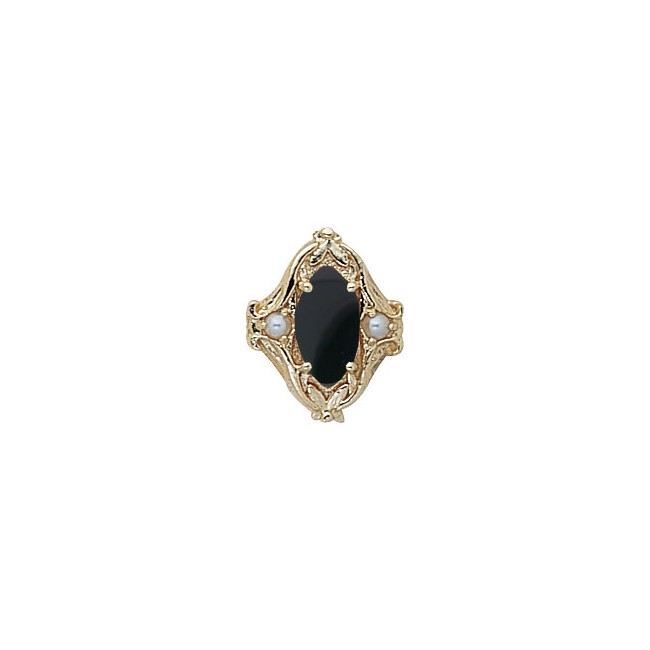 14 Karat Gold Slide with Onyx center and Pearl accents