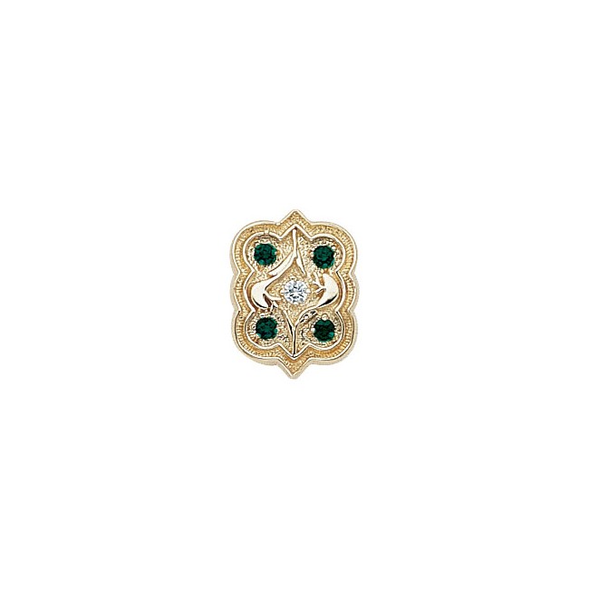 14 Karat Gold Slide with Diamond center and Emerald accents