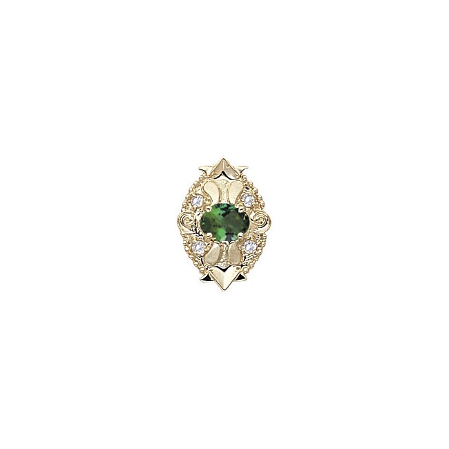 14 Karat Gold Slide with Green Tourmaline center and Diamond accents