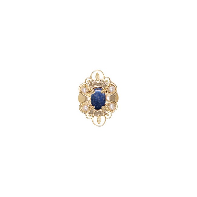 14 Karat Gold Slide with Lapis center and Pearl accents