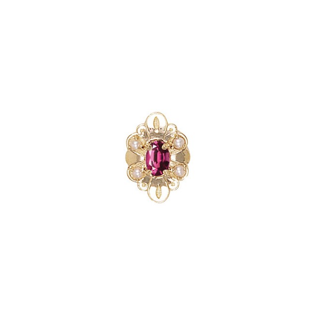 14 Karat Gold Slide with Rhodolite Garnet center and Pearl accents