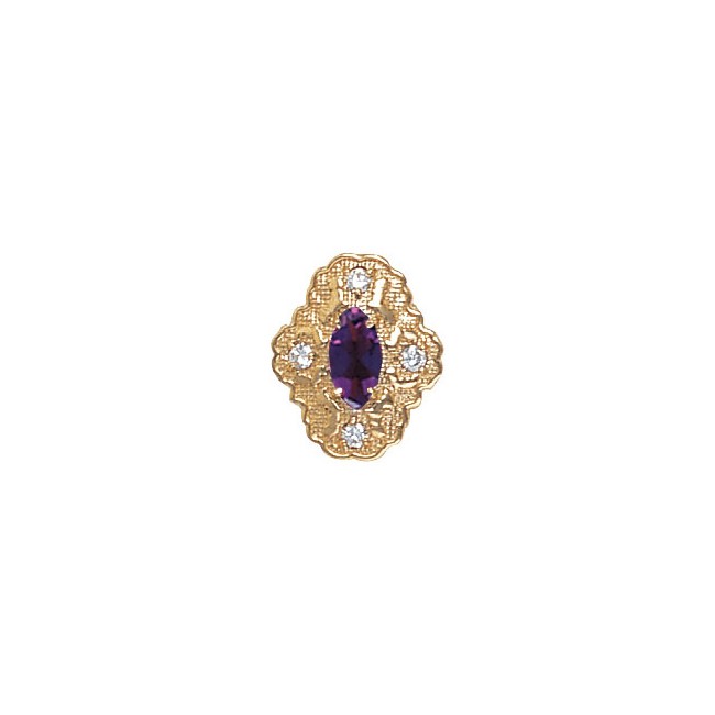 14 Karat Gold Slide with Amethyst center and Diamond accents