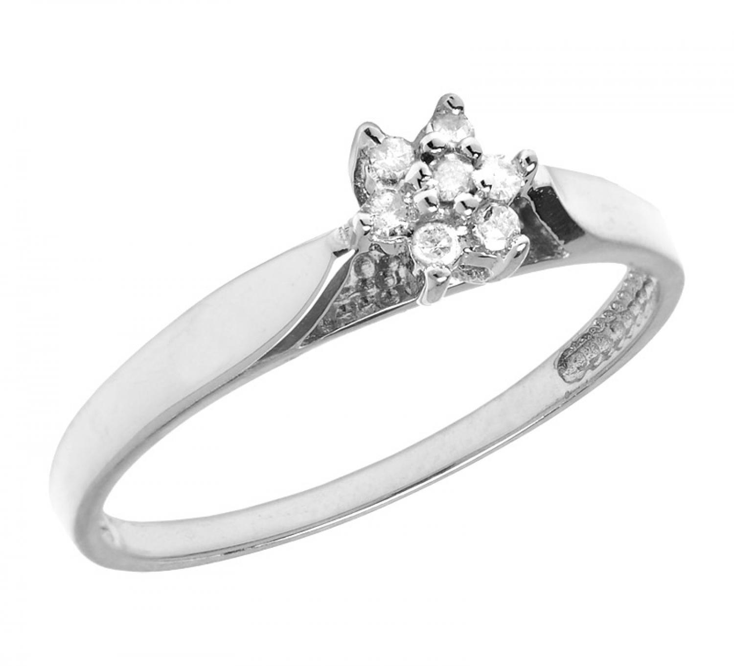 14K White Gold Diamond Cluster Ring