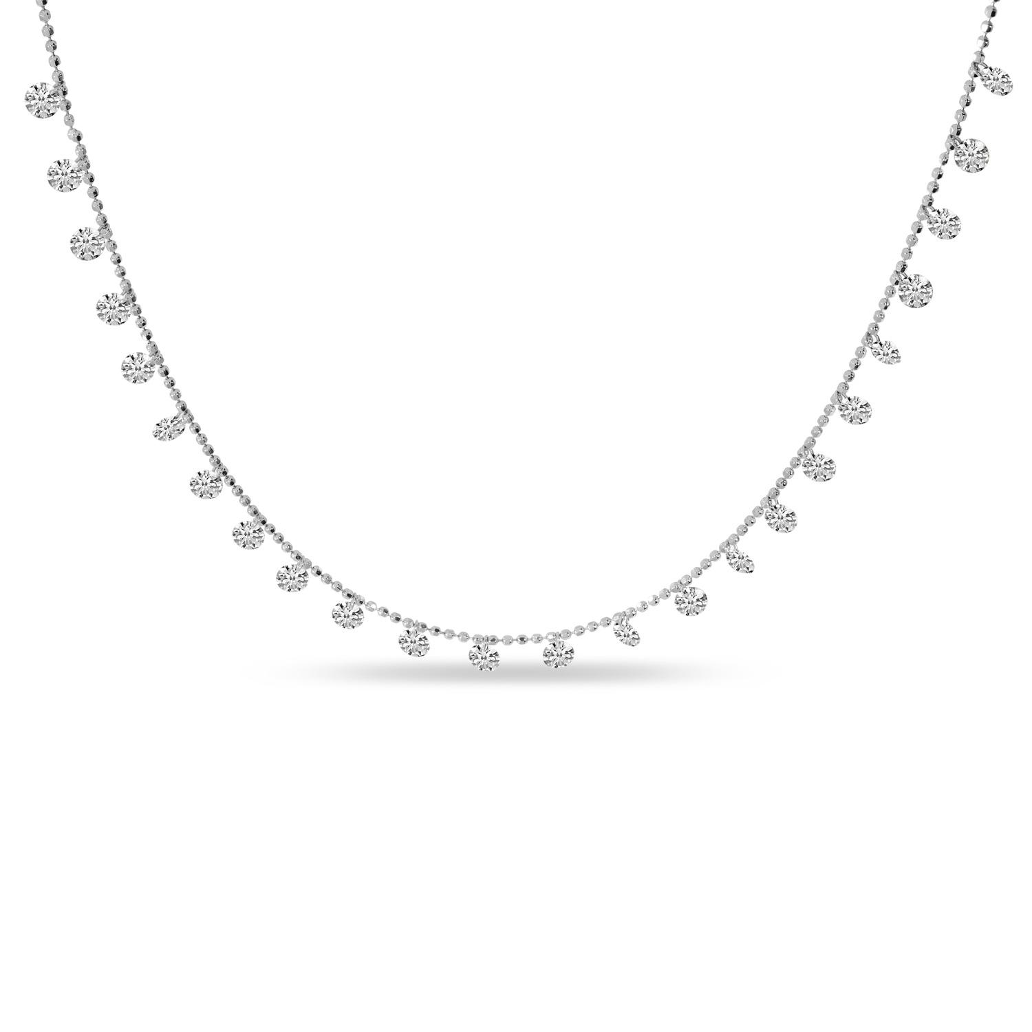 14K White Gold Dashing Diamonds 24 Diamond 1.92 Ct 18 inch Necklace