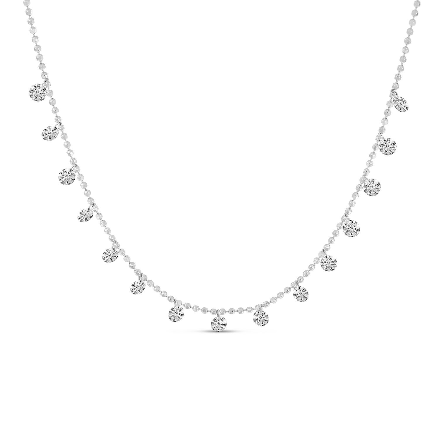 14K White Gold Dashing Diamonds 15 Diamond 0.75 ct 18 inch Necklace