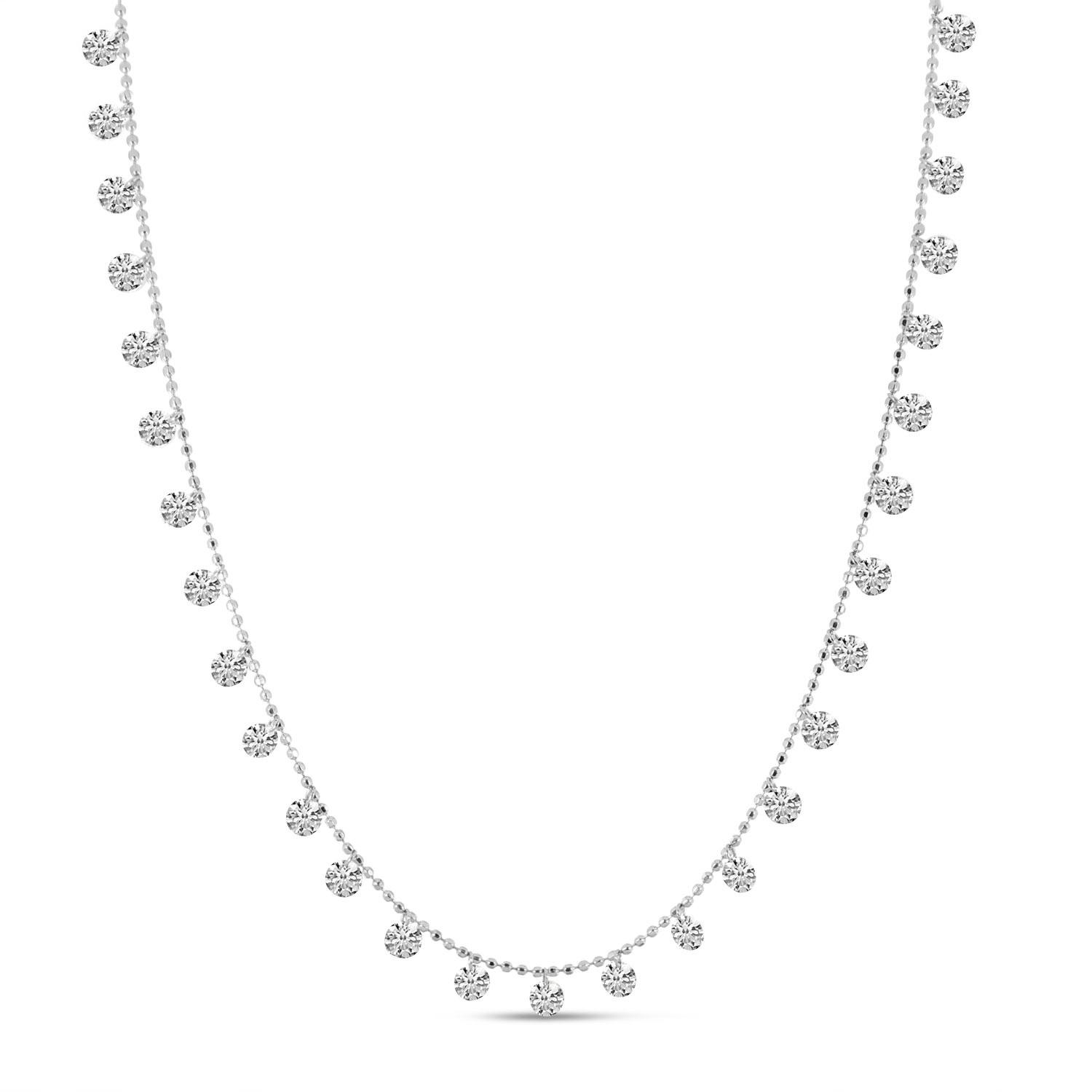 14K White Gold Dashing Diamonds 29 Diamond 2.90 Ct Necklace