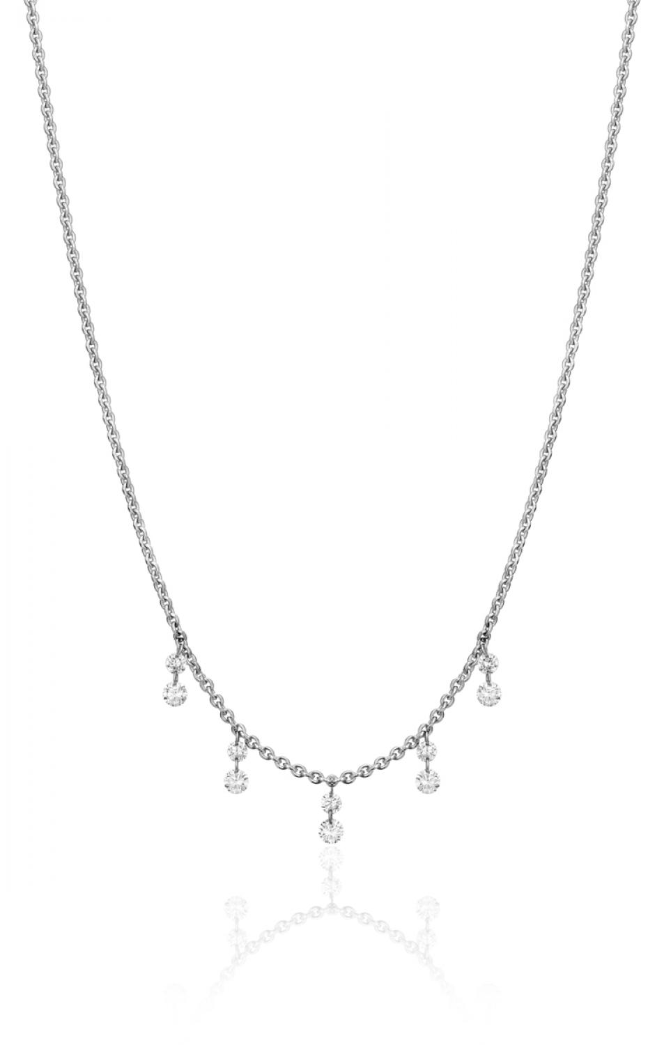 14K White Gold 5 Stone Pierced Double Diamond Dashing Diamond Necklace