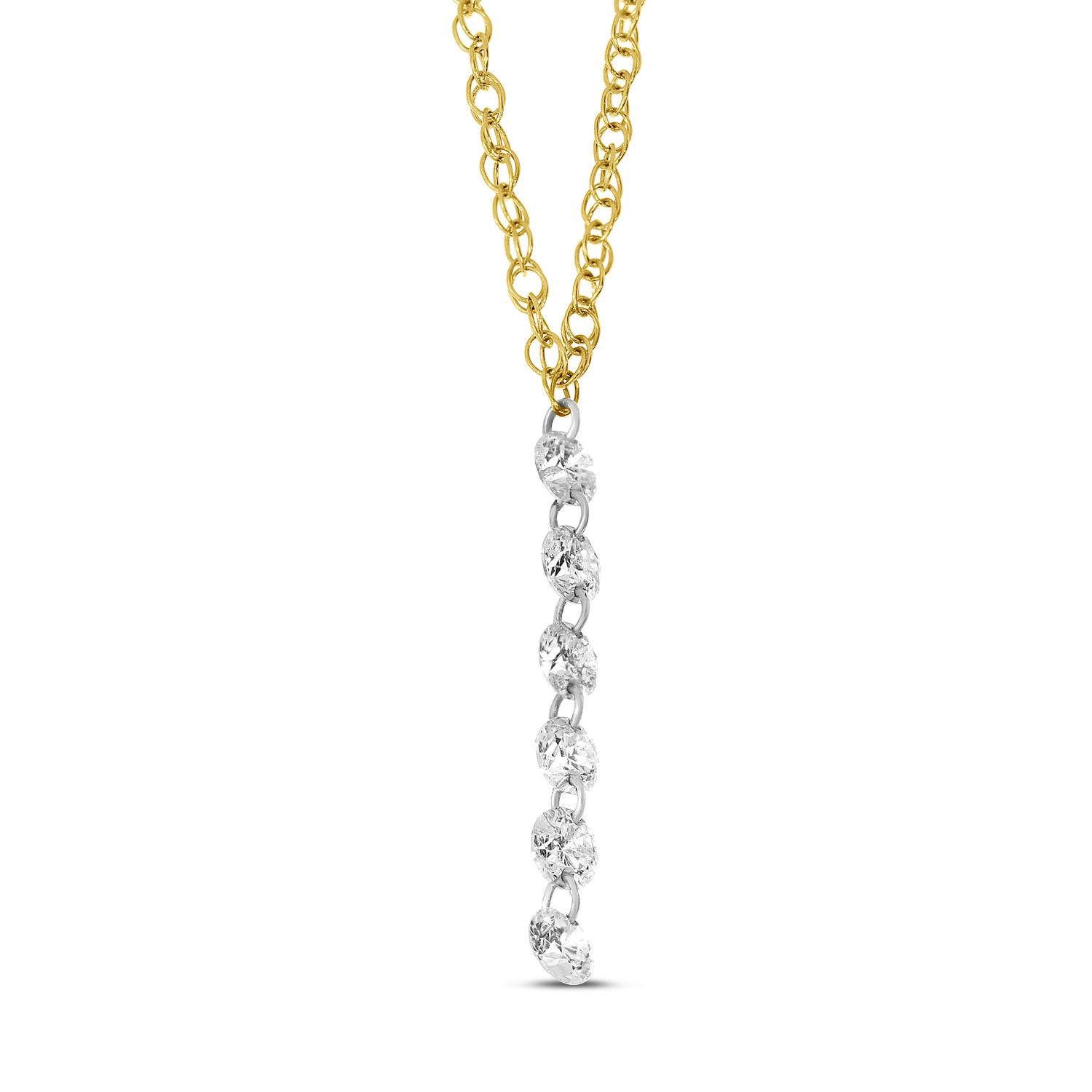 14K Yellow Gold Dashing Diamond Cable Chain Necklace