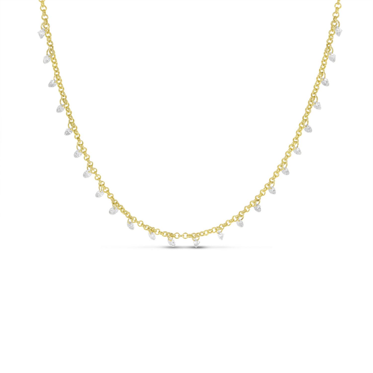 14K Yellow Gold Dashing Diamond 24-Stone Rolo Necklace