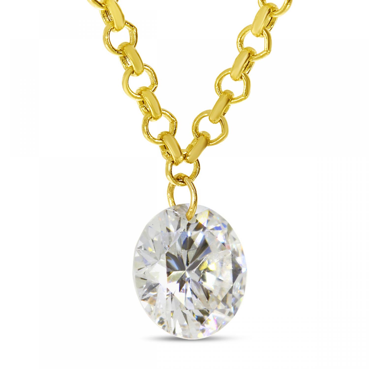 14K Yellow Gold Dashing Diamond Single Pierced Cable 18 inch Necklace