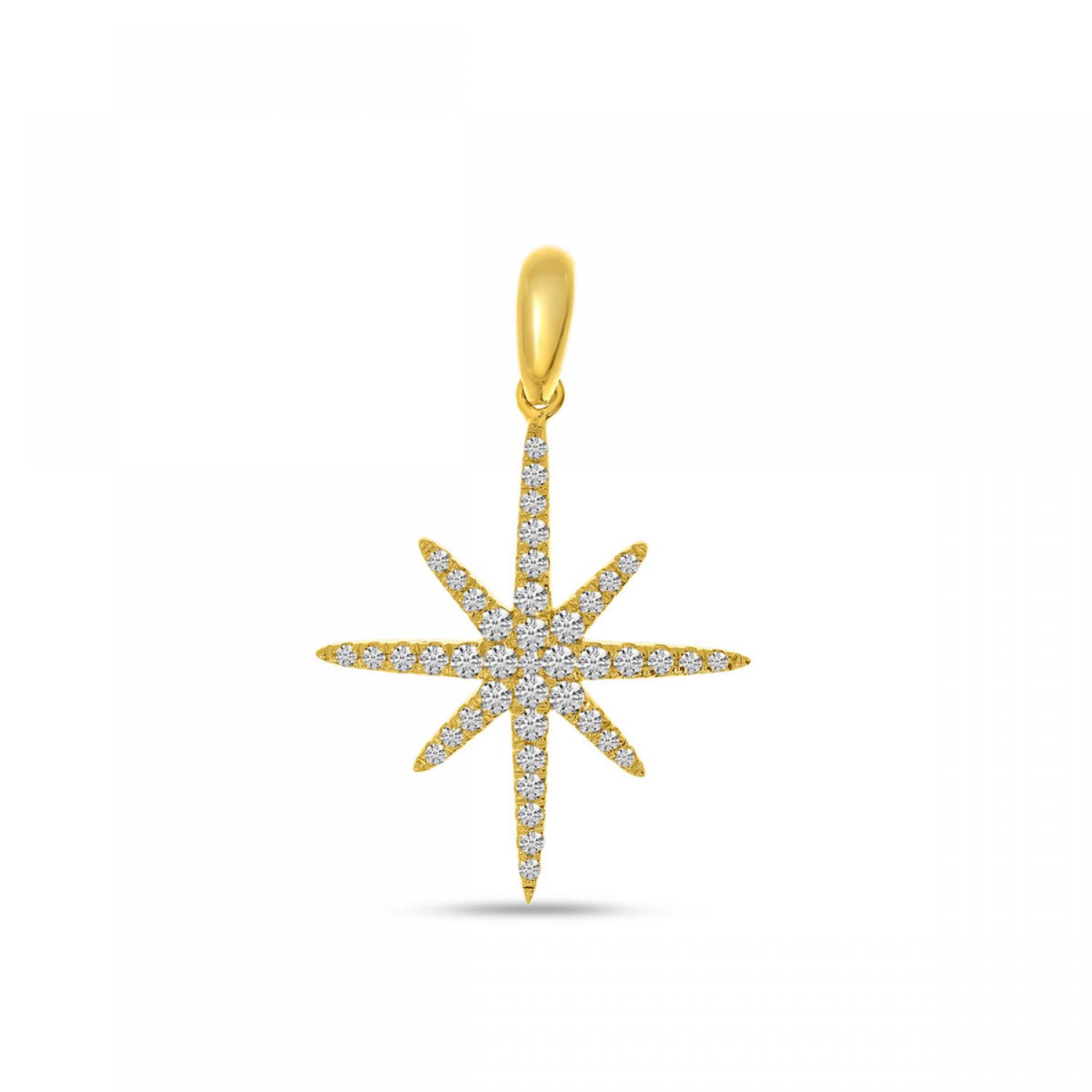 14K Yellow Gold Diamond Starburst Pendant