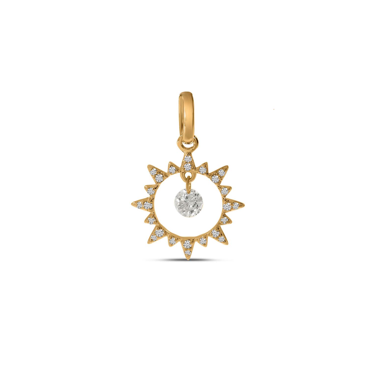 14K Rose Gold Dashing Diamonds Sun Pendant