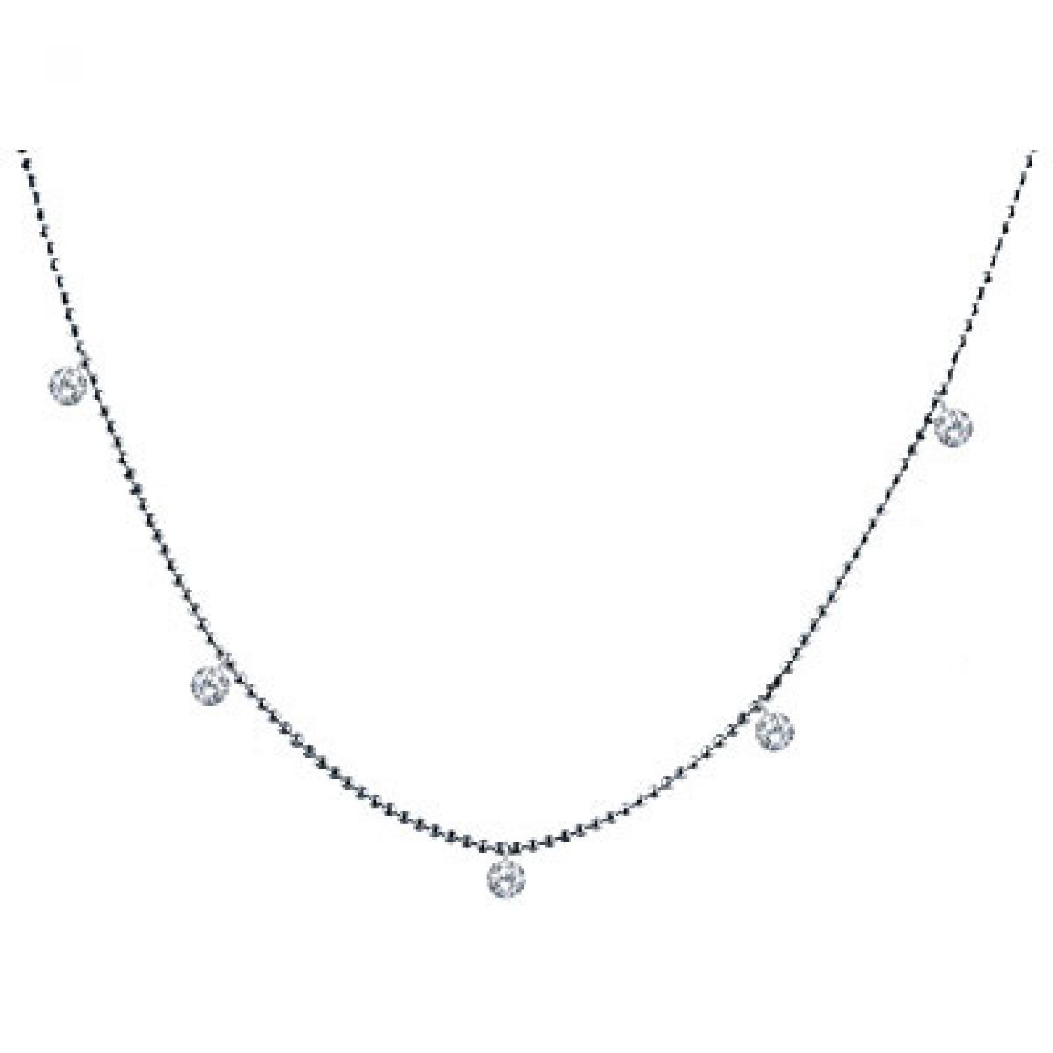 14K White Gold 5 Diamond .75 ct Dashing Diamond 18 inch Bead Chain Necklace