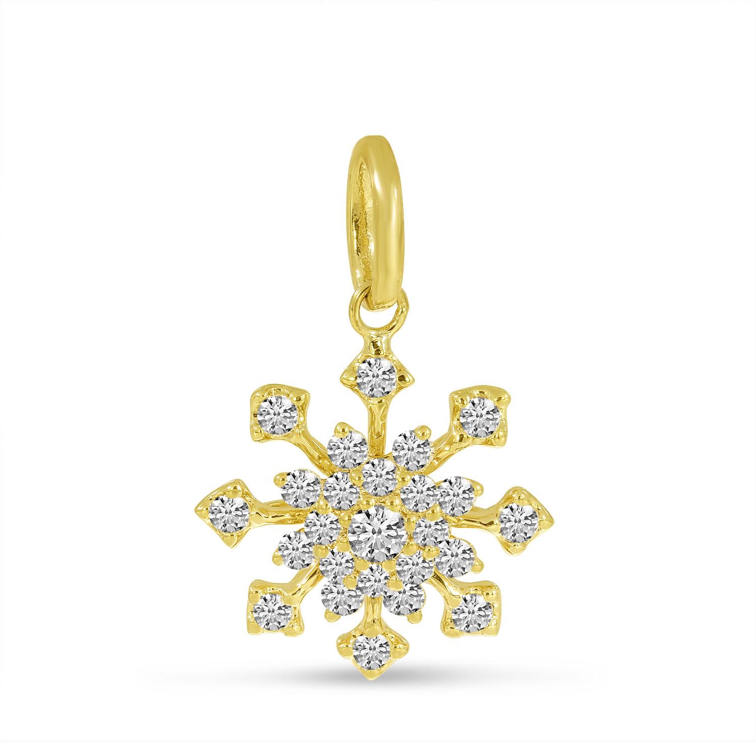 14K Yellow Gold Diamond Snowflake Pendant