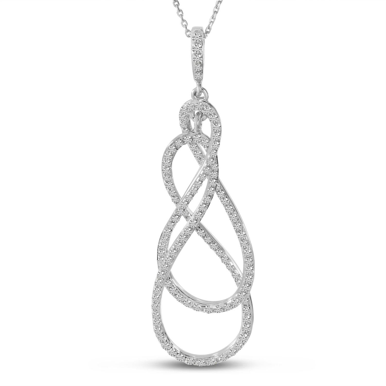 14K White Gold Overlap Swirl Pendant