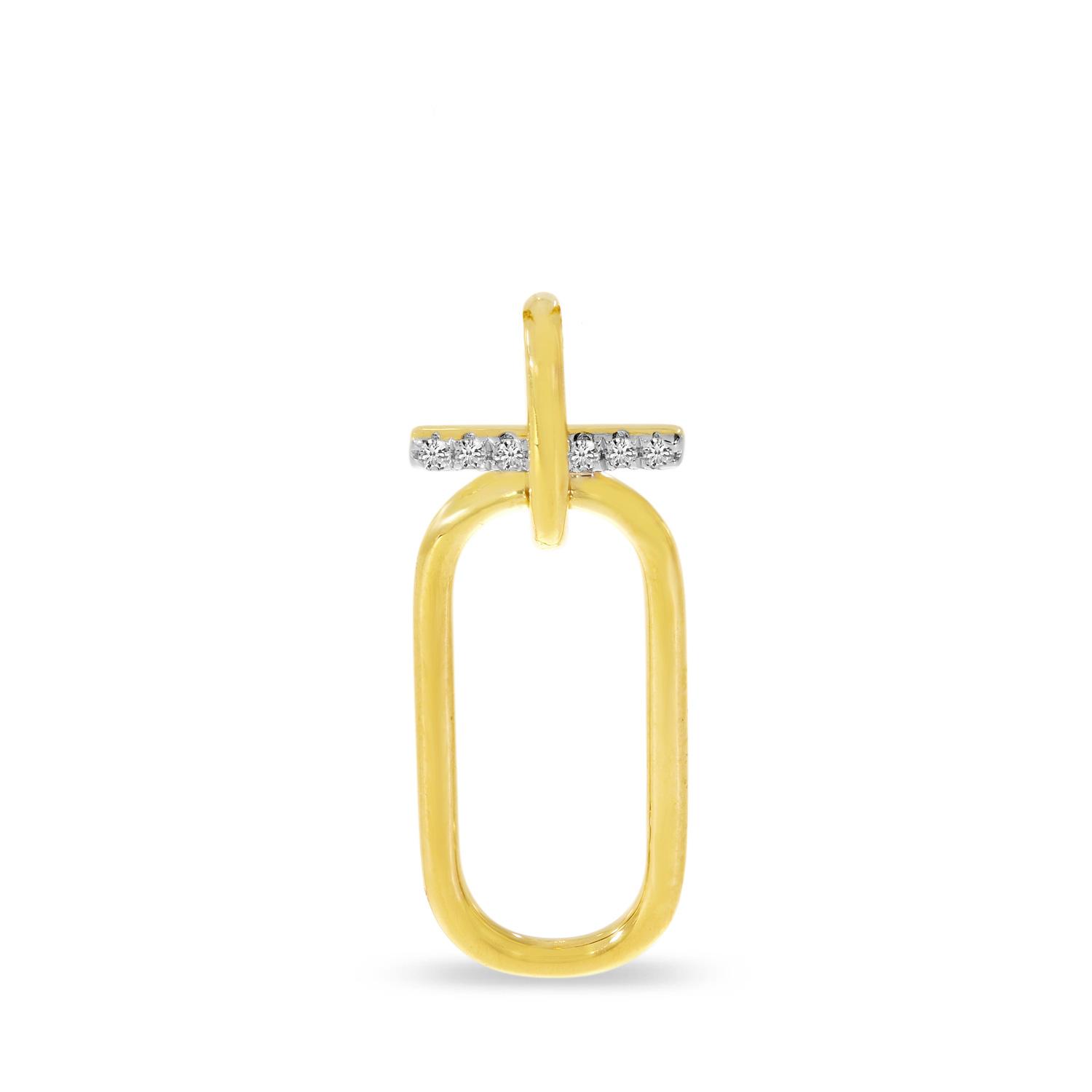 14K Yellow Gold Diamond Wire Paperclip Pendant