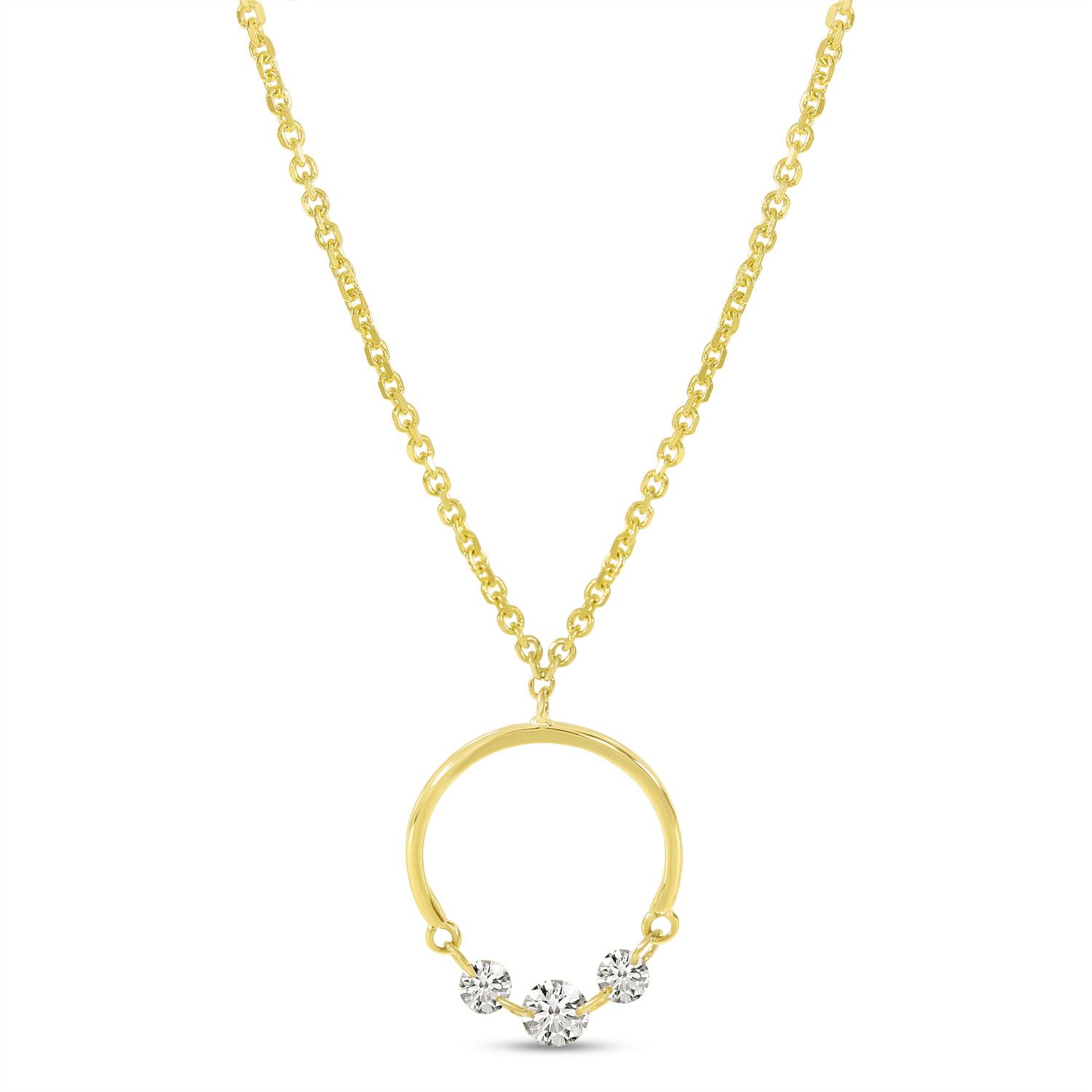 14K Yellow Gold Dashing Diamond Half Circle Necklace